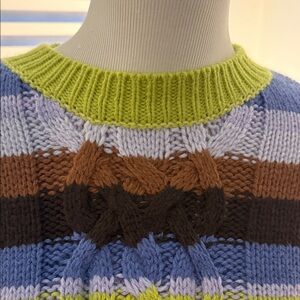 St. John's Bay Brown and Blue Striped Sweater